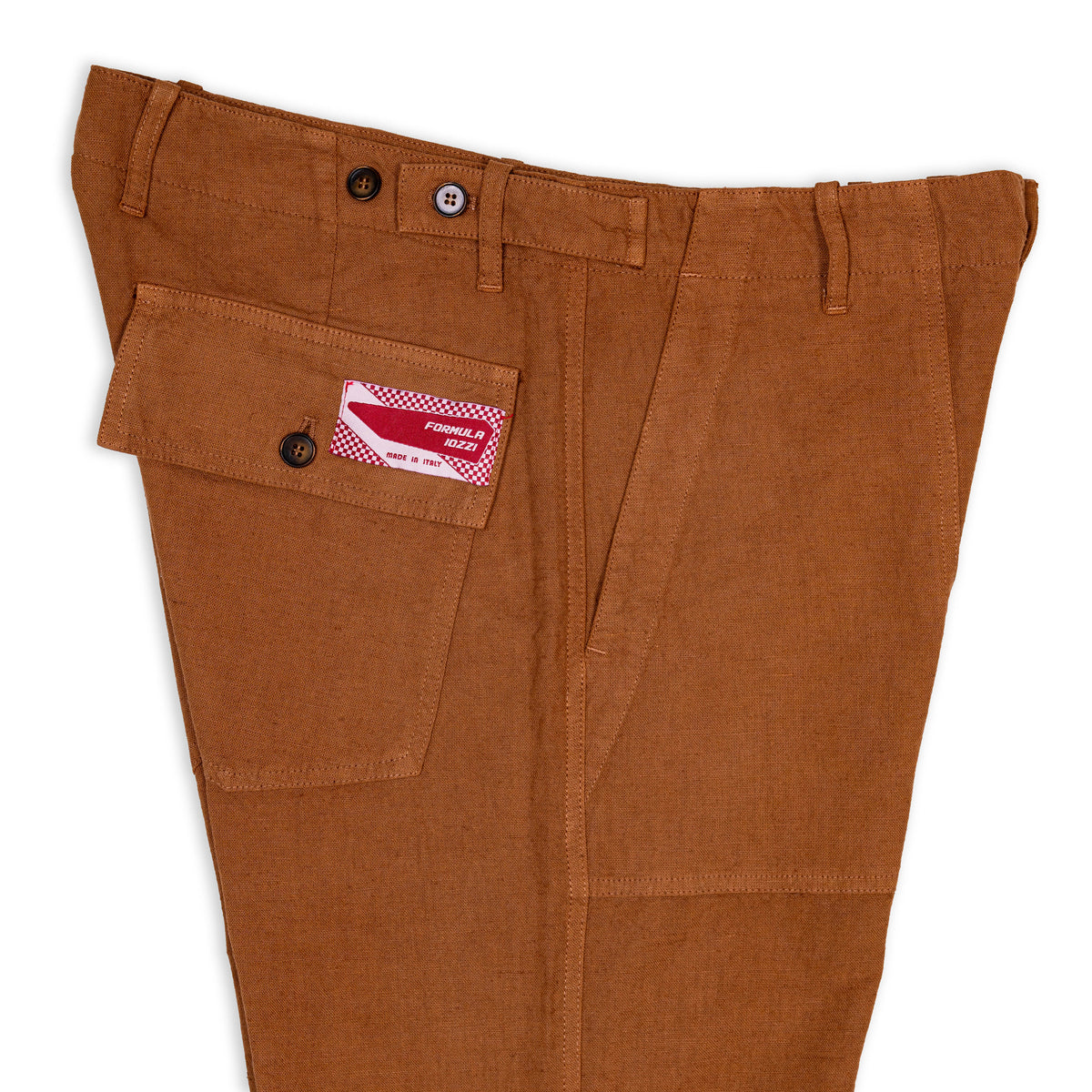 Pantaloni Fatigue in lino - Tabacco