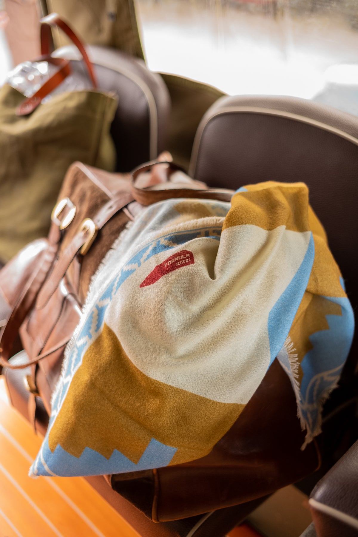 Native Wool Bandana - Turquoise & Brown