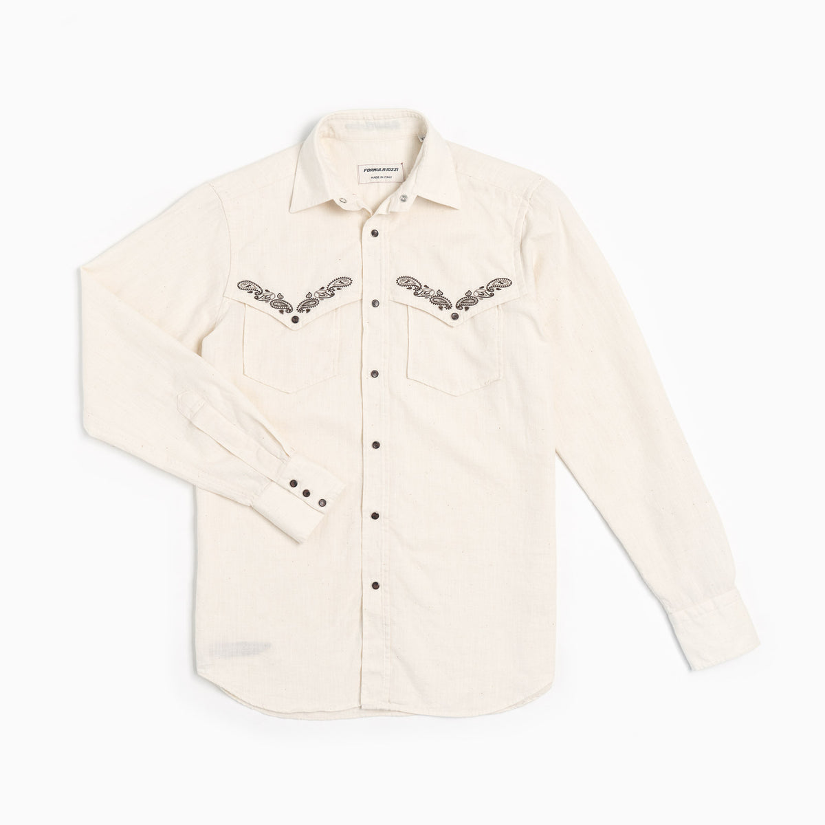 Camicia Texana Denim cimosa - Ecrù Paisley