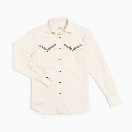 Camicia Texana Denim cimosa - Ecrù Paisley