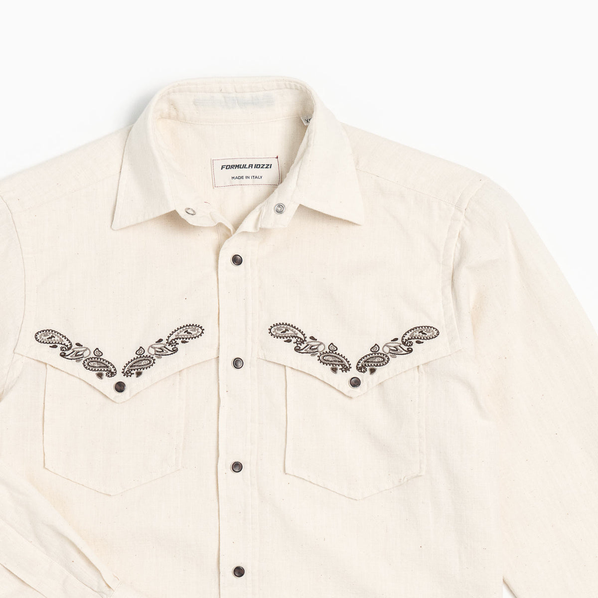 Camicia Texana Denim cimosa - Ecrù Paisley