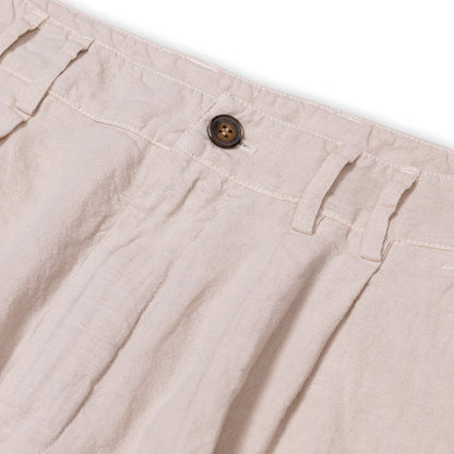 Pantaloni con 2 pince in lino - Ecrù