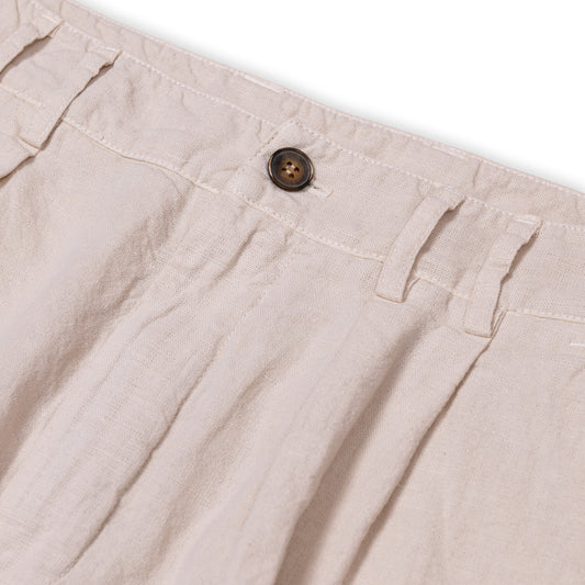 Pantaloni con 2 pince in lino - Ecrù