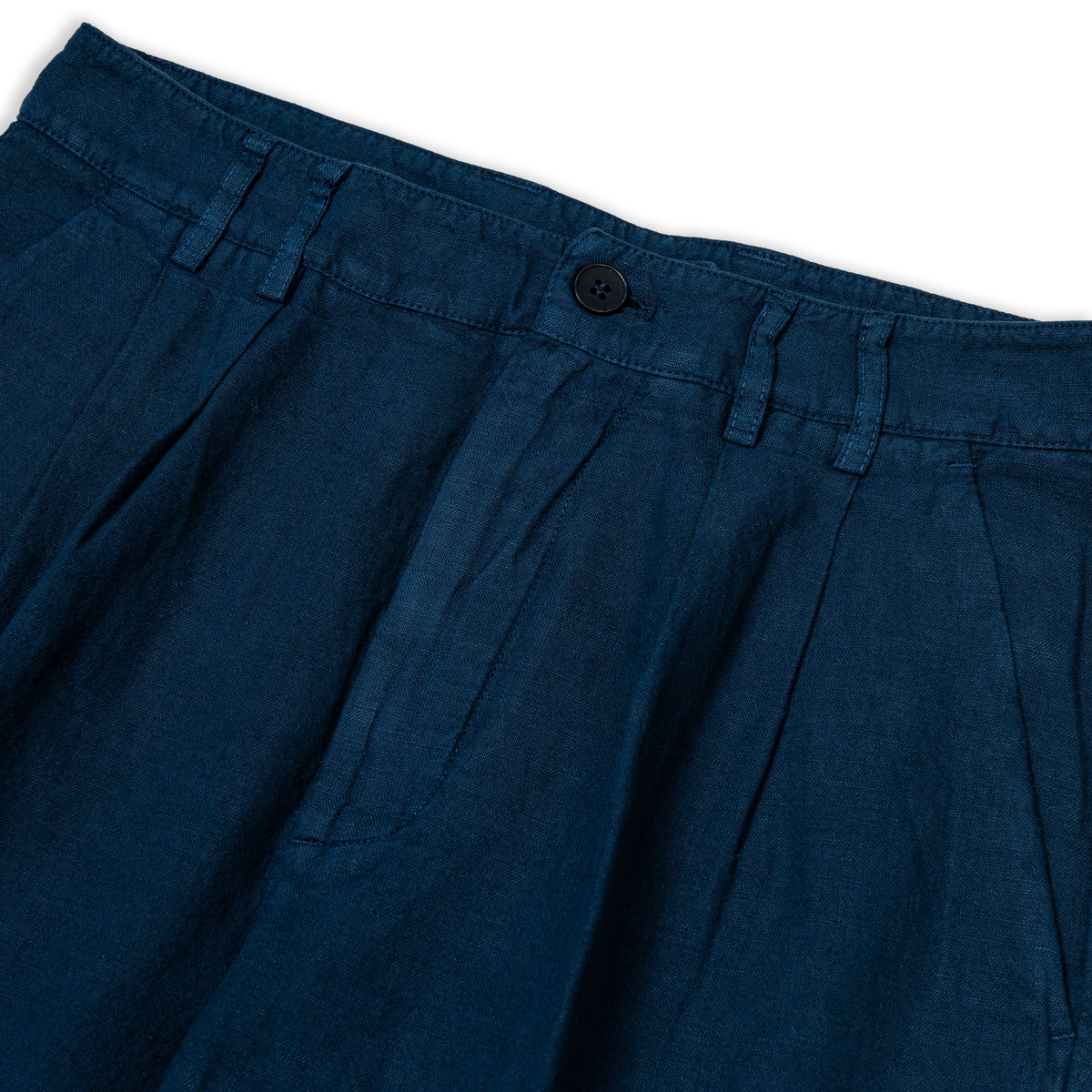 Pantaloni con 2 pince in lino - Blu