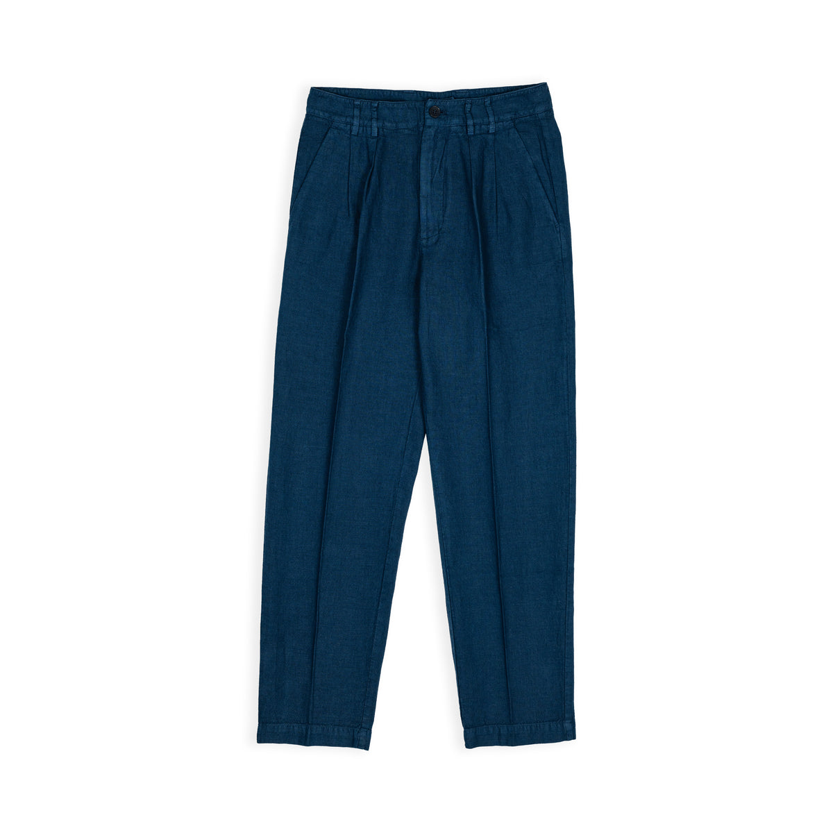 Pantaloni con 2 pince in lino - Blu