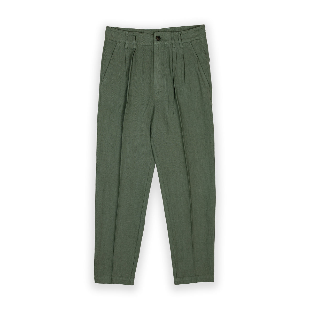 Pantaloni con 2 pince in lino - Verde Salvia