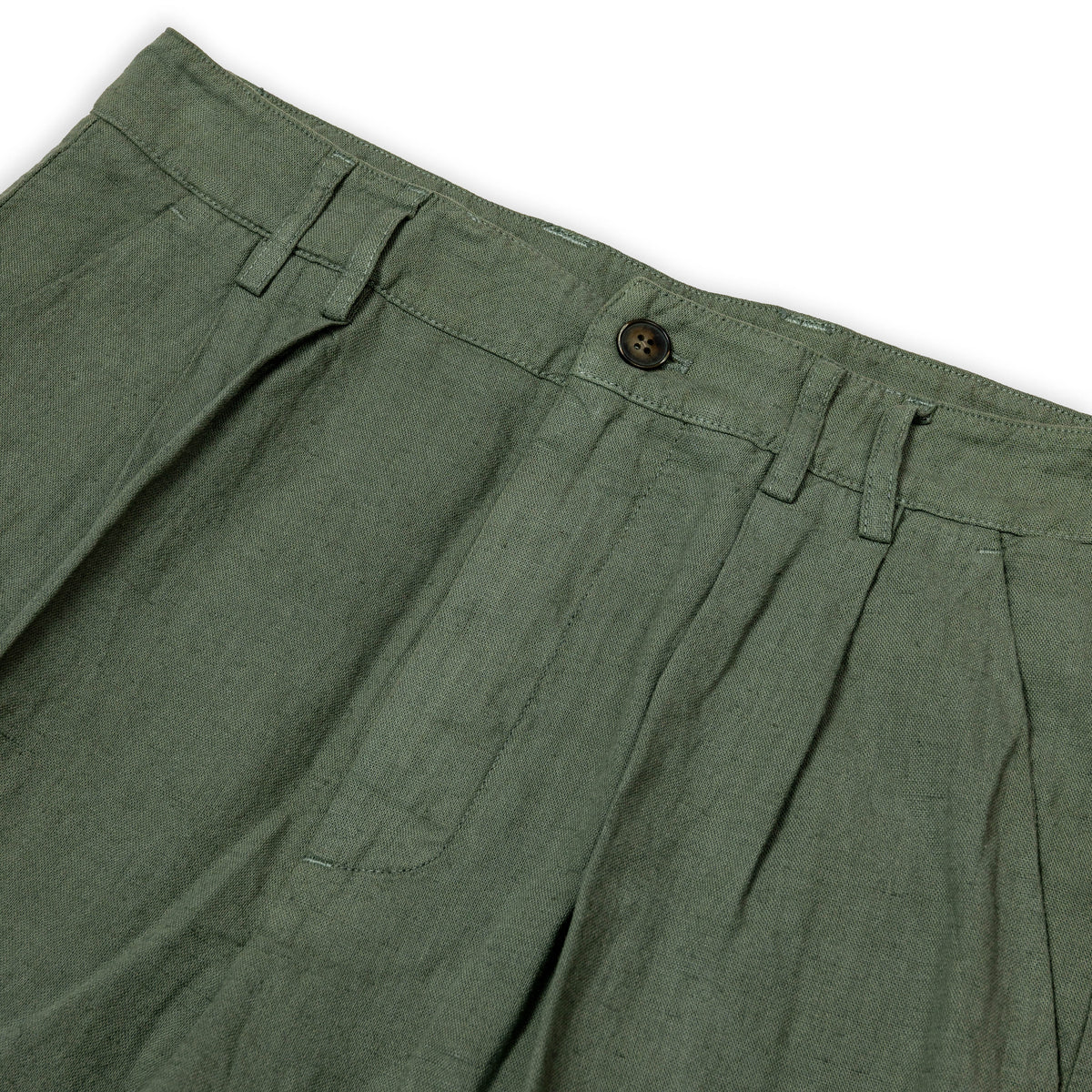 Pantaloni con 2 pince in lino - Verde Salvia