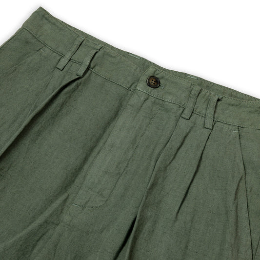 Pantaloni con 2 pince in lino - Verde Salvia