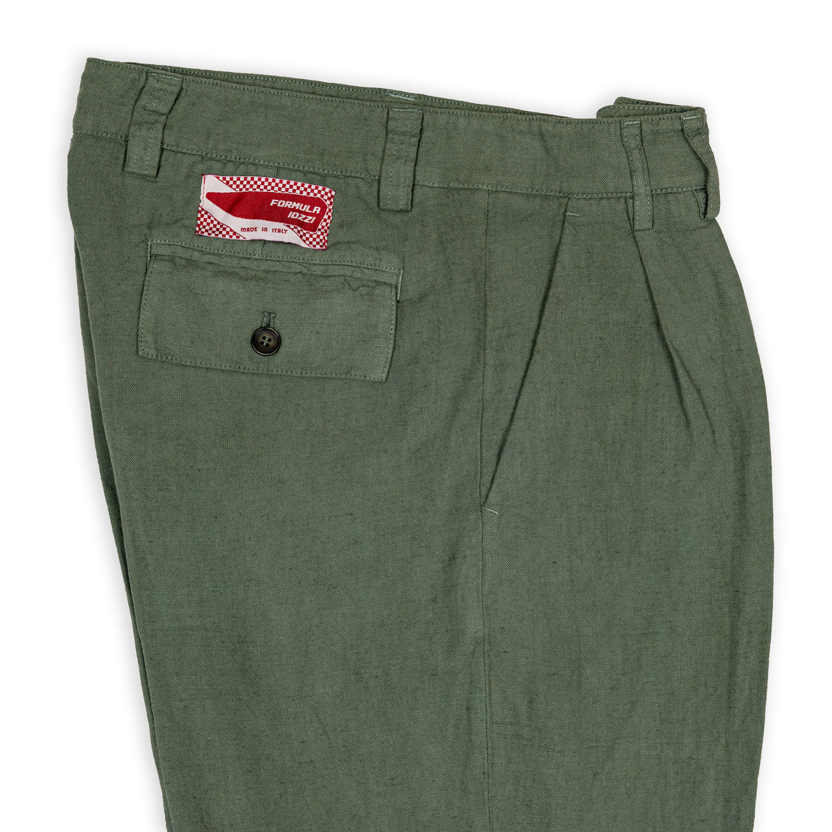 Pantaloni con 2 pince in lino - Verde Salvia