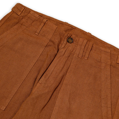 Pantaloni Fatigue in lino - Tabacco