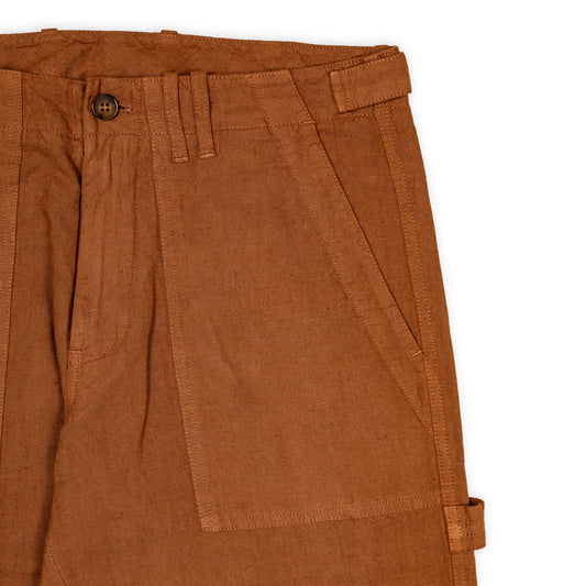 Pantaloni Fatigue in lino - Tabacco