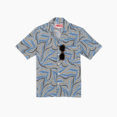 Camicia maniche corte - stampa jungle sfondo azzurro