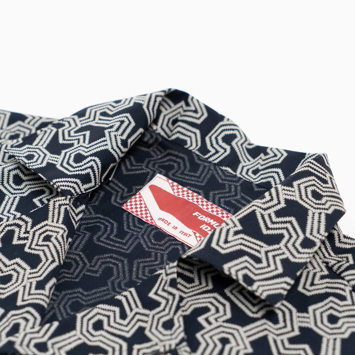 Camicia maniche corte - stampa greca fondo blu scuro