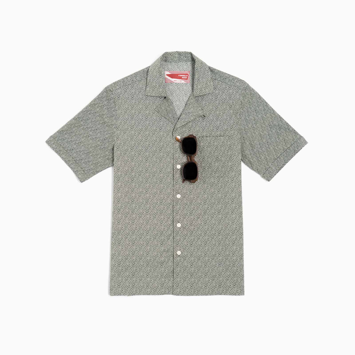 Camicia maniche corte - stampa geometrica fondo verde
