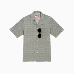 Camicia maniche corte - stampa geometrica fondo verde