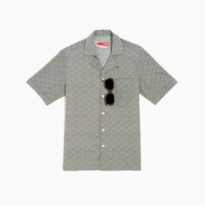 Camicia maniche corte - stampa geometrica fondo verde