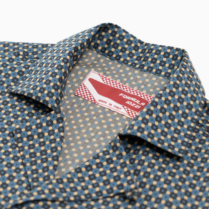 Camicia maniche corte - stampa geometrica fondo blu