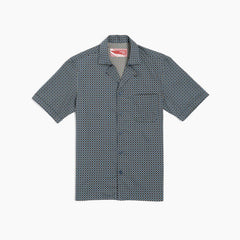 Camicia maniche corte - stampa geometrica fondo blu