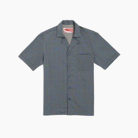 Camicia maniche corte - stampa geometrica fondo blu