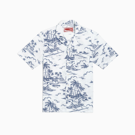 Camicia maniche corte - stampa Hawaii sfondo bianco