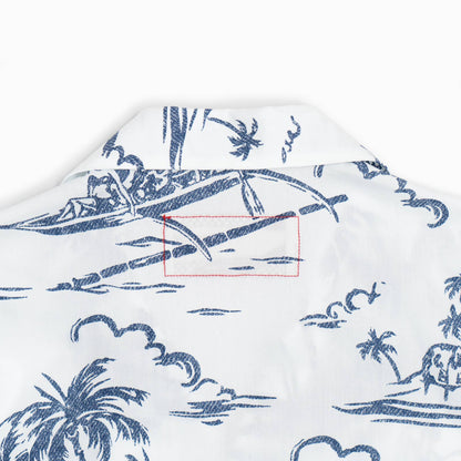 Camicia maniche corte - stampa Hawaii sfondo bianco