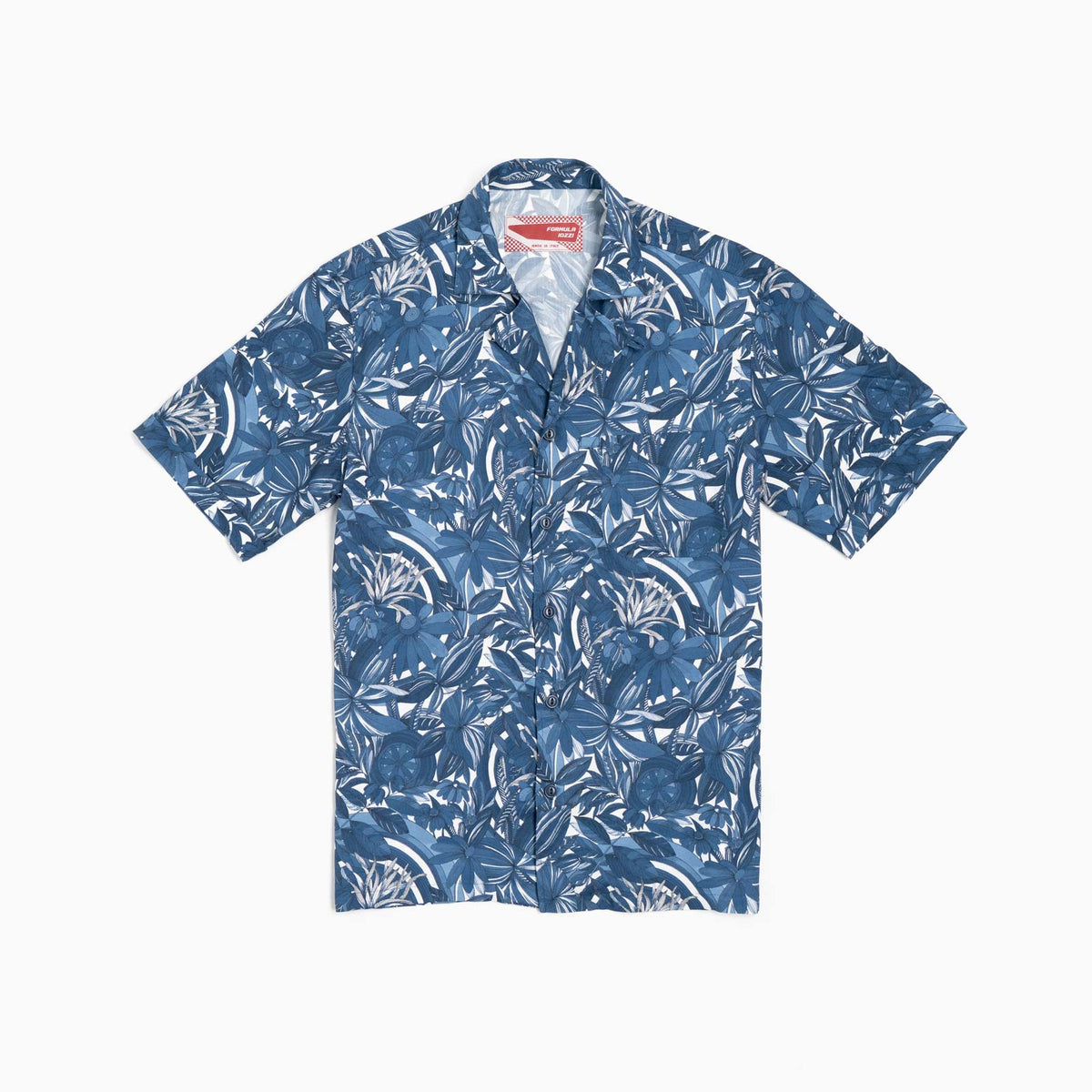 Camicia maniche corte - stampa floreale sfondo blu