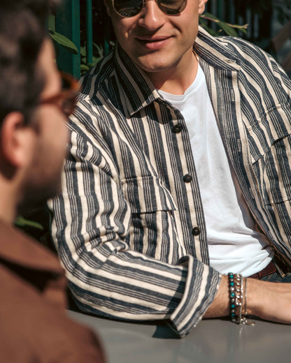 Overshirt Catcher Surfer - rigato bianco e blu