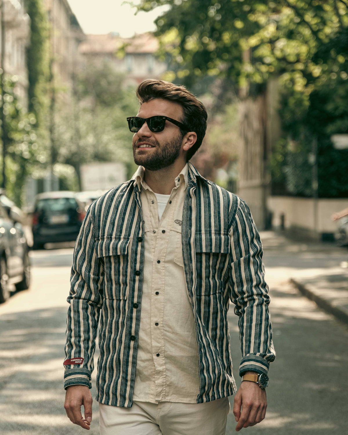 Overshirt Catcher Surfer - rigato bianco e blu