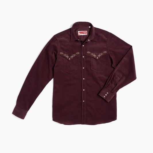 Camicia Texana Velluto - Burgundy Paisley