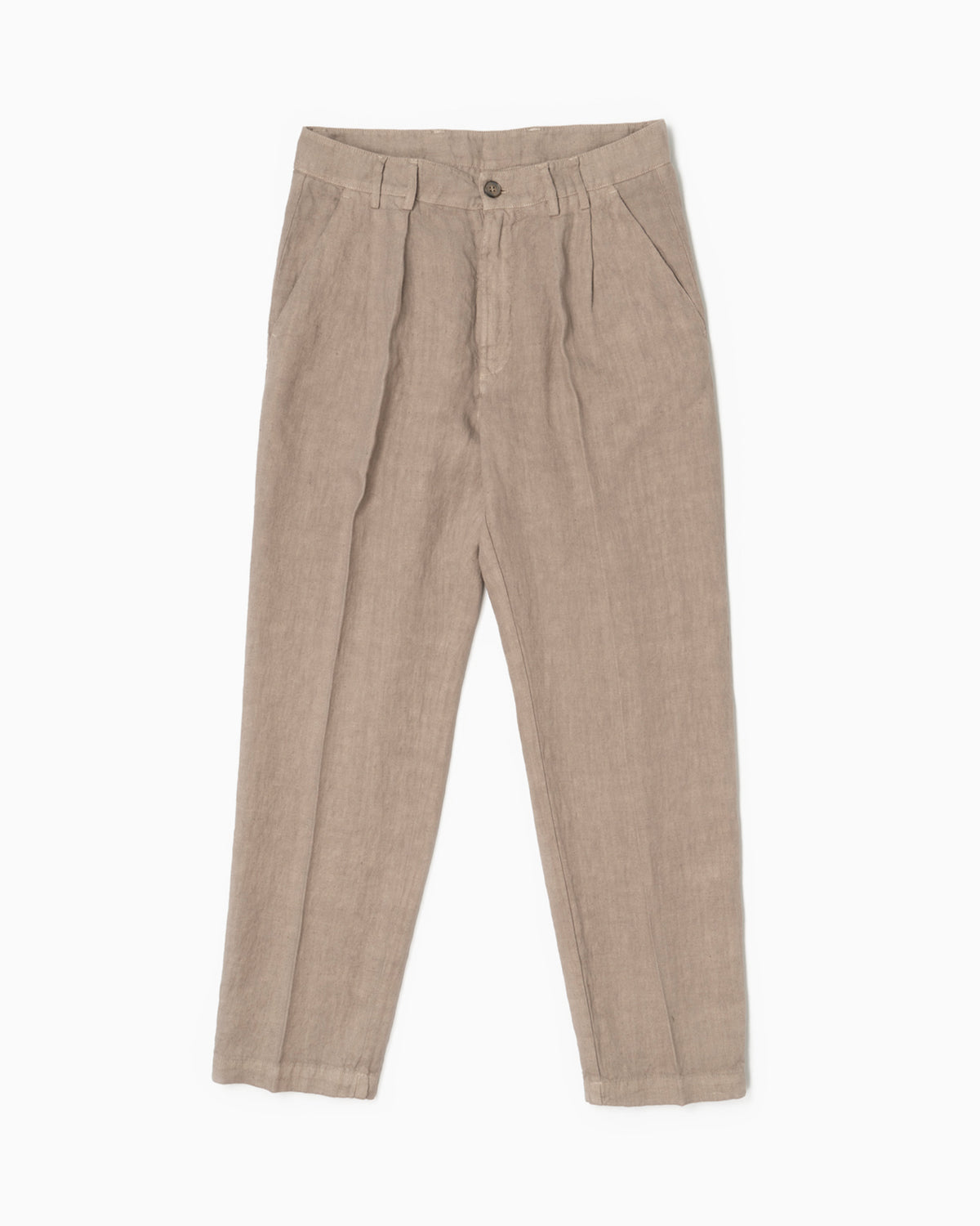 Pantaloni con 2 pince in lino - Khaki