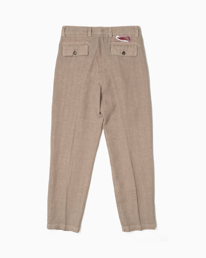 Pantaloni con 2 pince in lino - Khaki