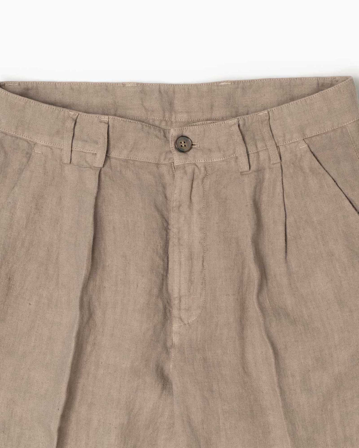 Pantaloni con 2 pince in lino - Khaki