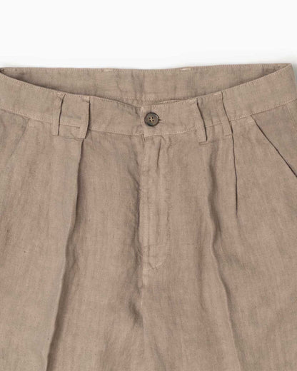 Pantaloni con 2 pince in lino - Khaki