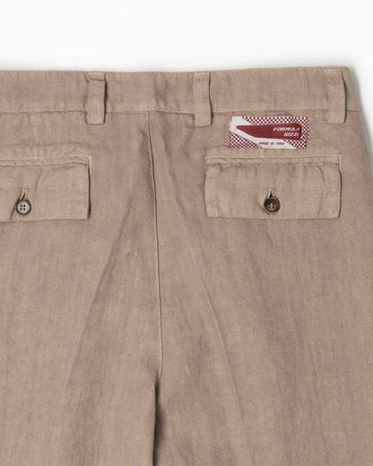 Pantaloni con 2 pince in lino - Khaki