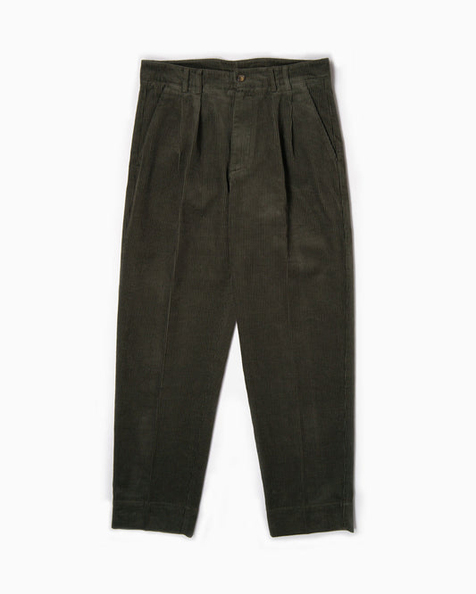 Pantaloni con 2 pince - Velluto a coste Verde
