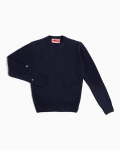 Maglione girocollo 100% lana merinos - Blu