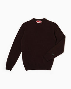 Maglione girocollo 100% lana merinos - Cioccolato