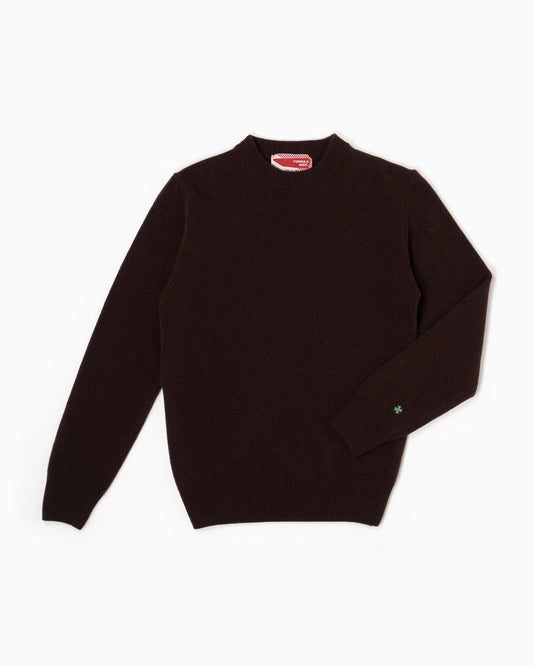 Maglione girocollo 100% lana merinos - Cioccolato