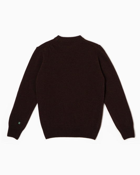 Maglione girocollo 100% lana merinos - Cioccolato