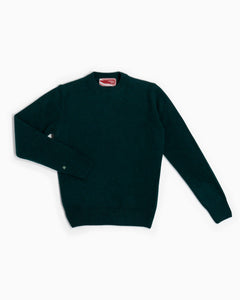 Maglione girocollo 100% lana merinos - Verde