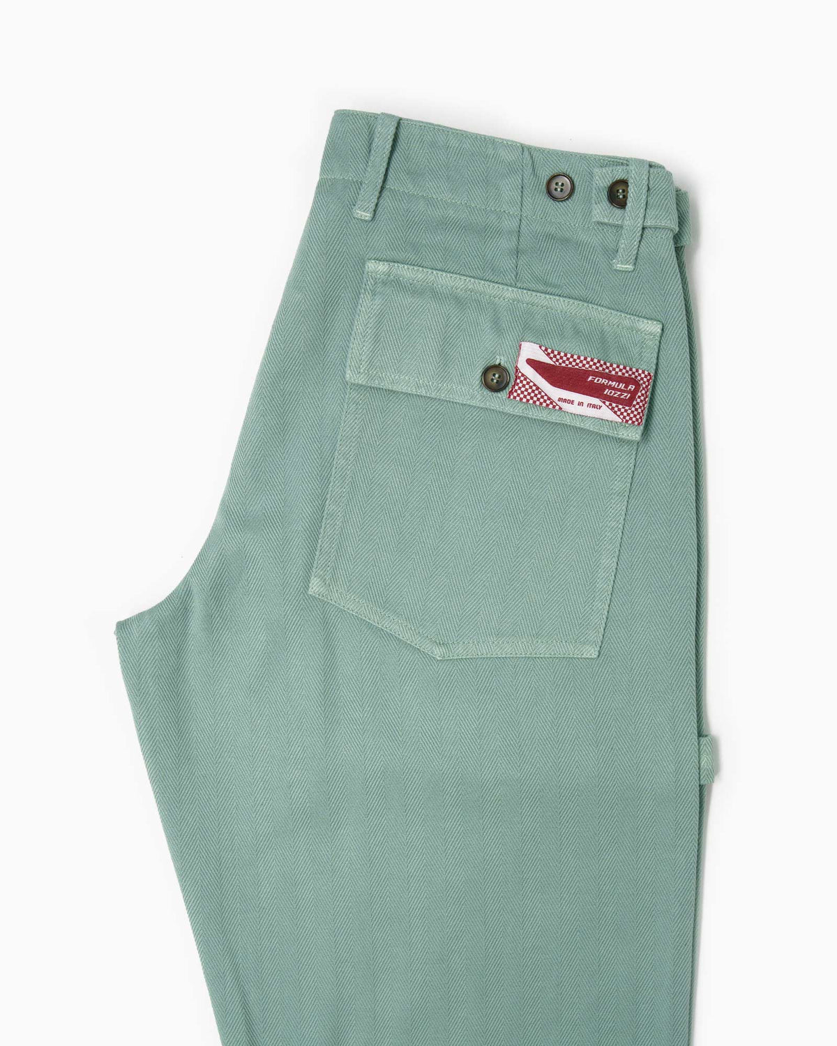 Pantaloni Fatigue Vintage Fit Spigato - Verde Salvia