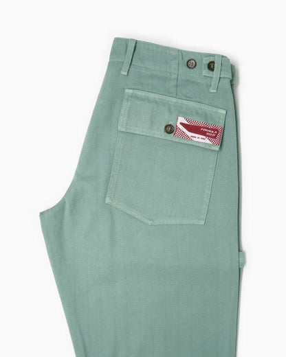 Pantaloni Fatigue Vintage Fit Spigato - Verde Salvia