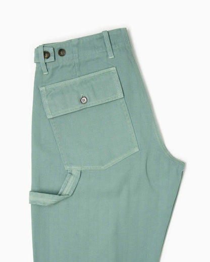 Pantaloni Fatigue Vintage Fit Spigato - Verde Salvia