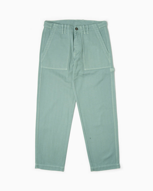 Pantaloni Fatigue Vintage Fit Spigato - Verde Salvia