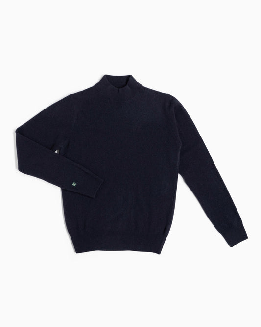 Maglione lupetto 100% lana merinos - Blu