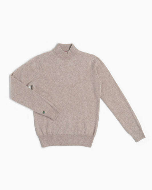 Maglione lupetto 100% lana merinos - Beige Caramello
