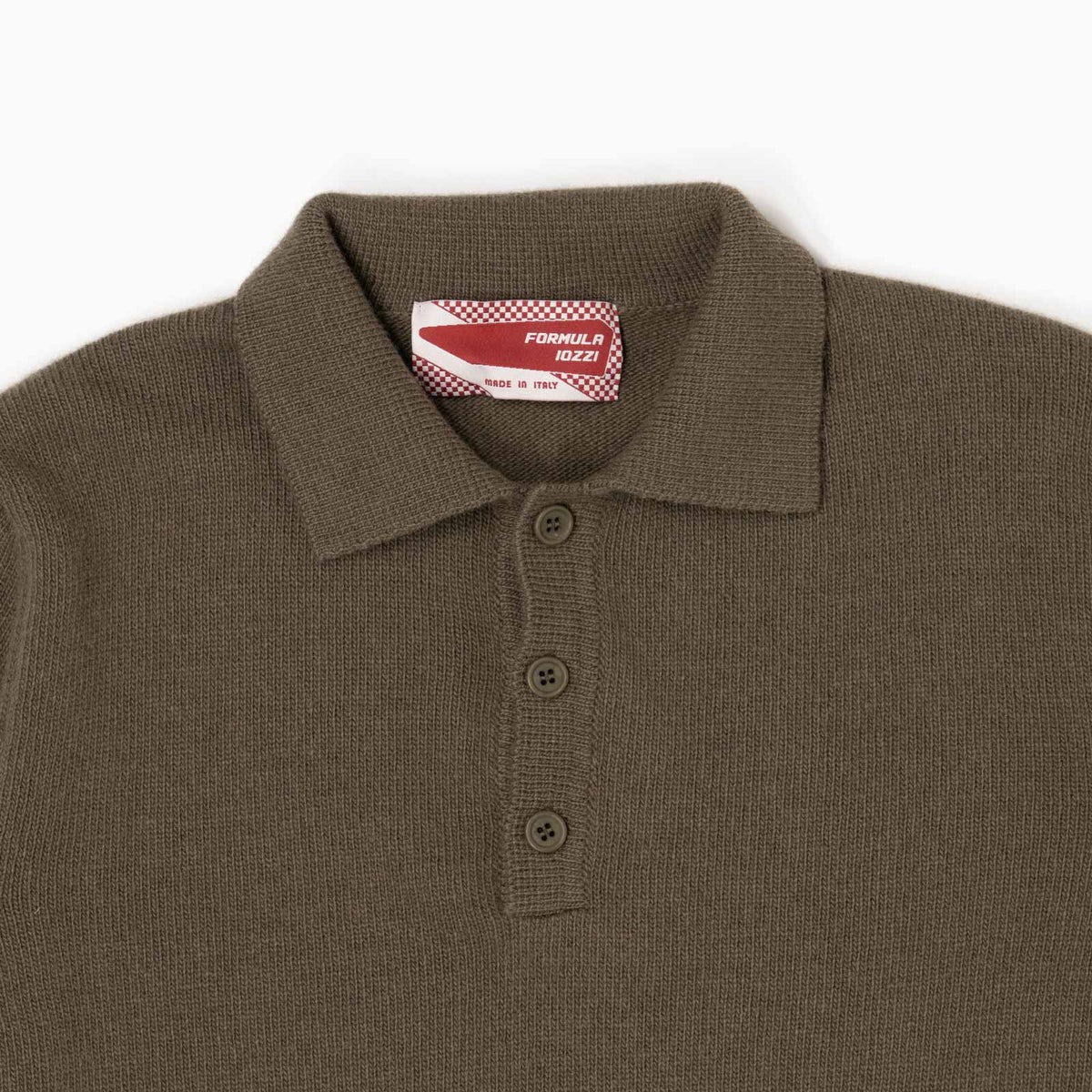 Maglione collo polo 100% lana merinos - Verde Khaki