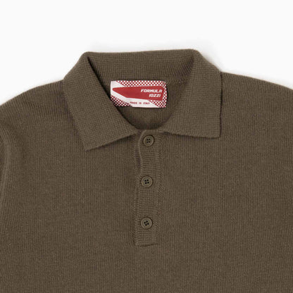 Maglione collo polo 100% lana merinos - Verde Khaki