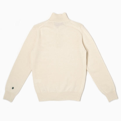 Maglione collo polo 100% lana merinos - Panna