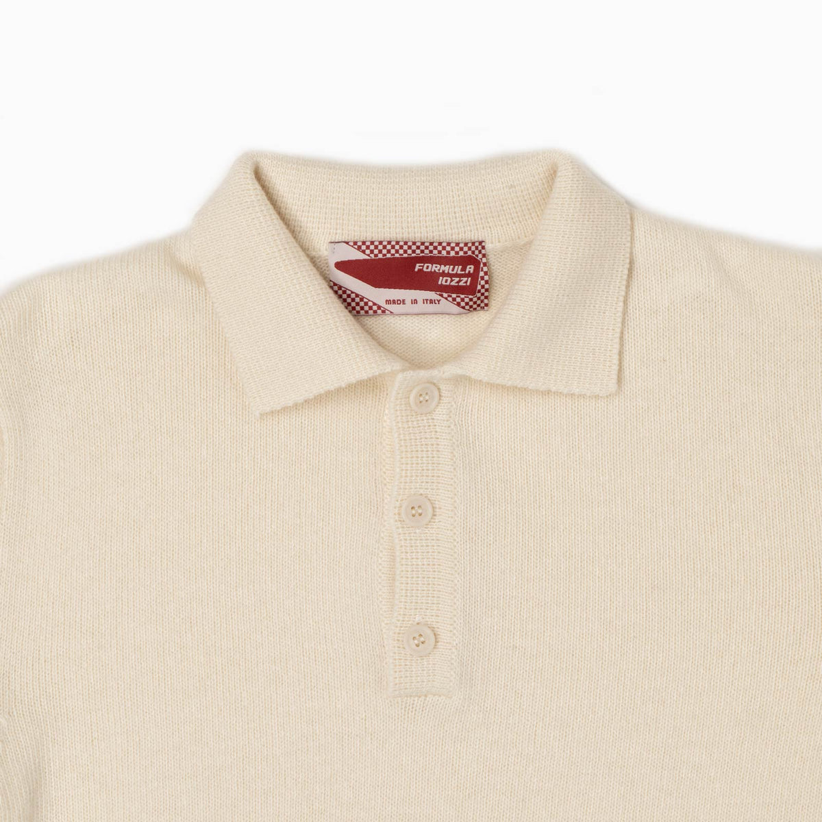 Maglione collo polo 100% lana merinos - Panna